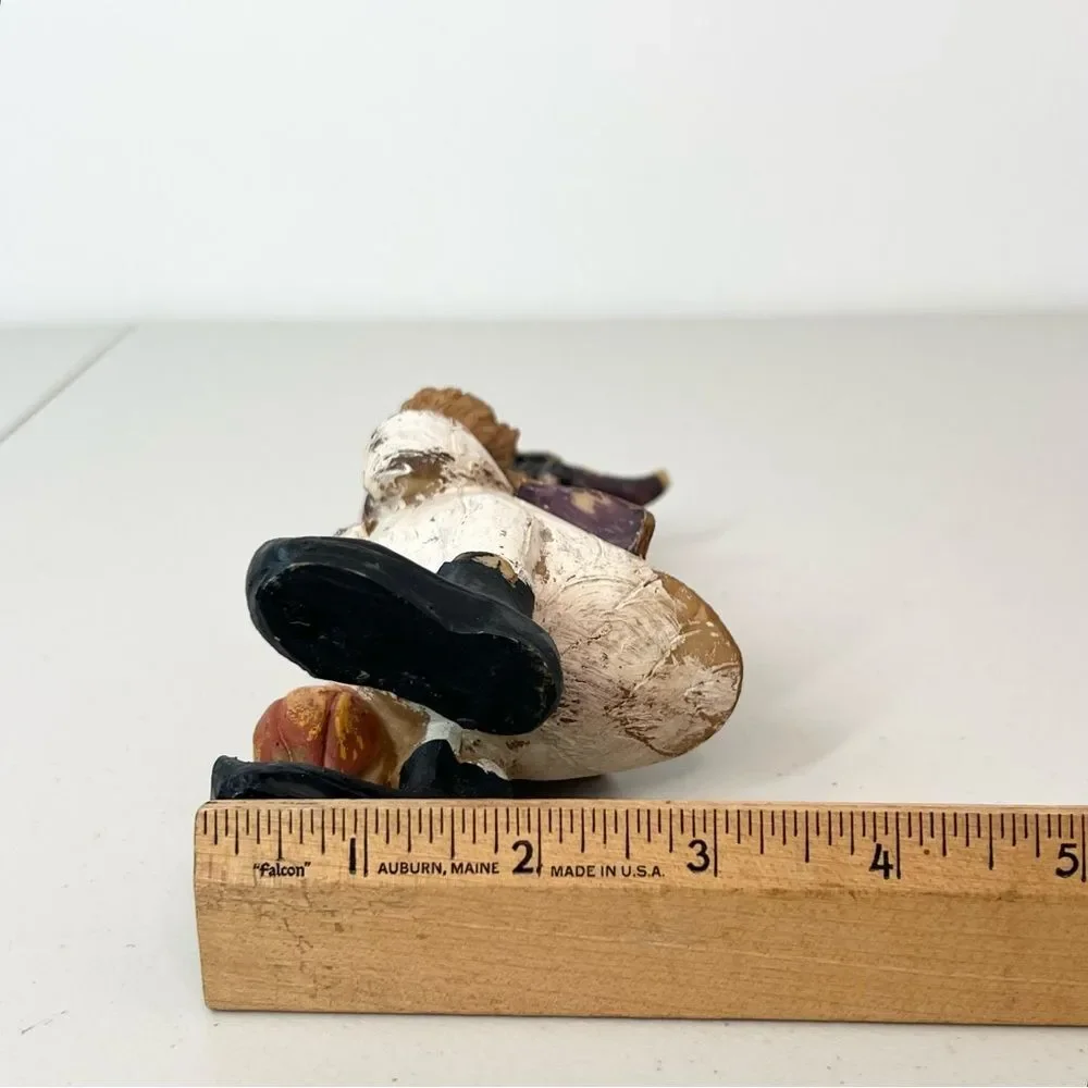 VTG Tii Collection Halloween Duck Witch Pumpkin Broom Resin Figurine Set Of Two